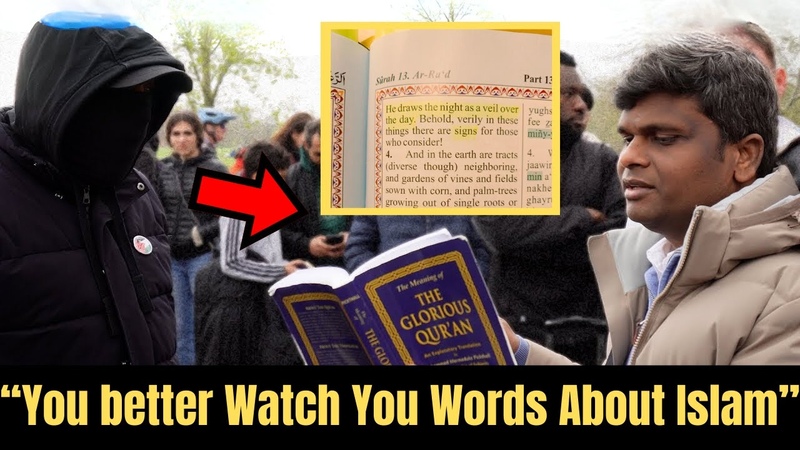 Masked Muslim Becomes Aggressive When Christian Exposes True Secret Plan of