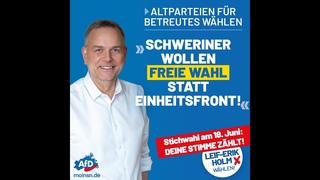 Whlt bitte am  Leif-Erik Holm, AfD zum Oberbrgermeister von Schwerin.