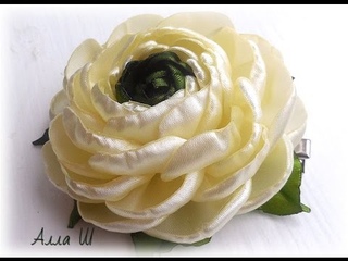 МК Ранункулюс из атласной ленты, канзаши Ranunculus kanzashi