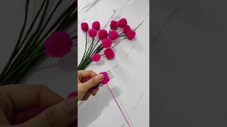 DIY || membuat bunga pompom dari benang wol || how to make pompom flowers