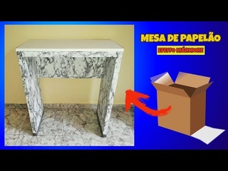 MESA DE PAPELÃO COM EFEITO MÁRMORE