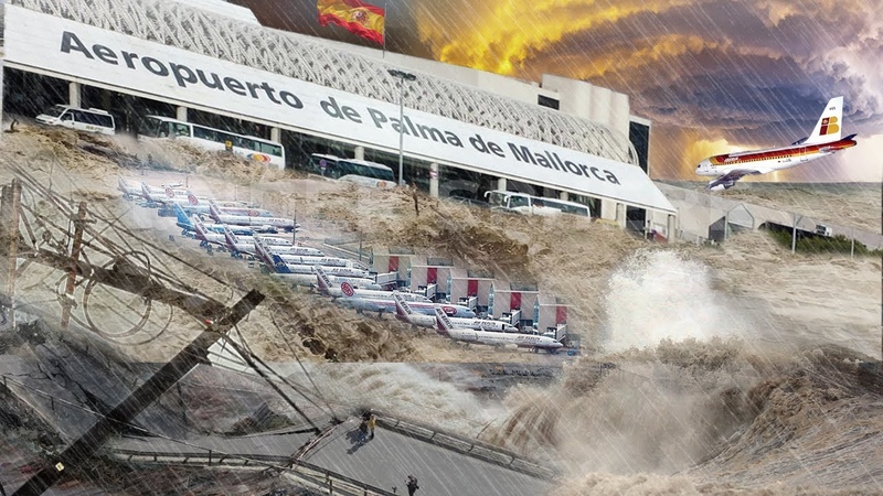 Stranded in Spain Spanish Airport Turned RIVER Palma de Mallorca Airport