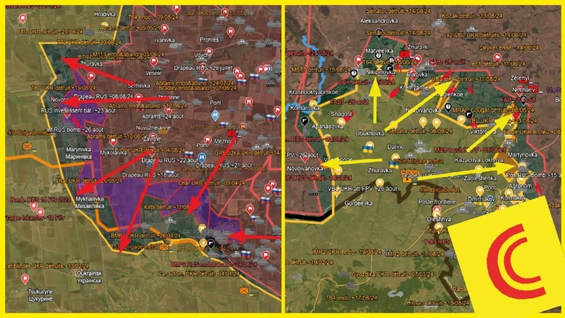 Conflit Ukraine 27, 08, 24: ralentissement de loff. UKR sur Kursk, progression constante RUS à