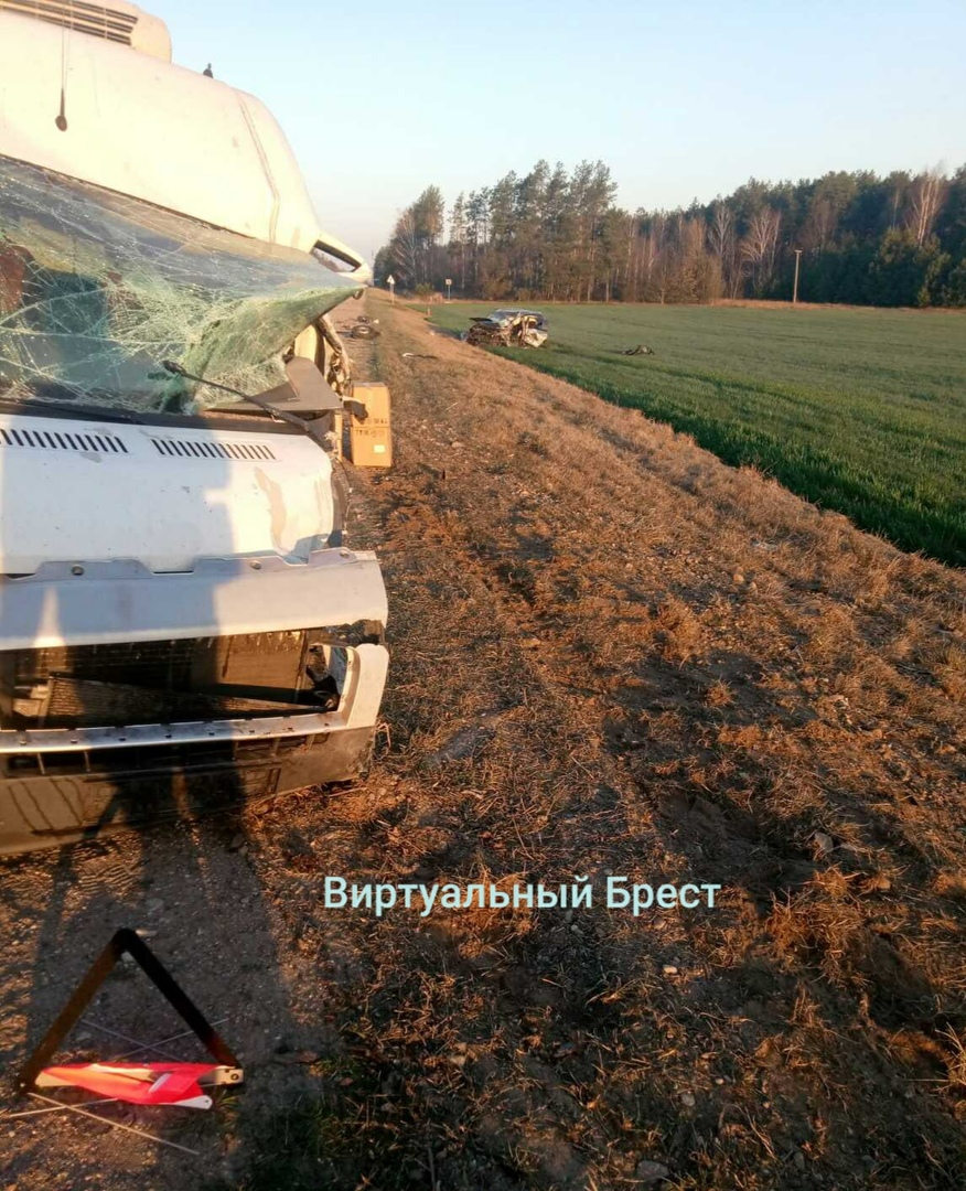В Пинском районе лобовое - микроавтобус и легковушка