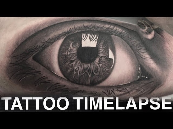TATTOO TIMELAPSE, REALISTIC EYE PORTRAIT, CHRISSY