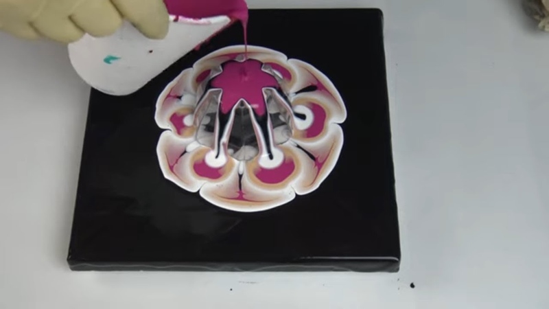 (313) Satin enamel and pearl medium experiment Double cup bottom reverse flower