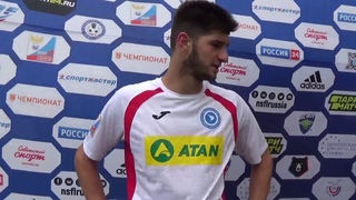 Нападающий СевГУ Евгений Подлужняк после матча СевГУ - РГУ (1:0)