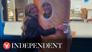 Olly Murs dresses up as a sausage roll as he throws surprise Greggs themed baby shower for wife