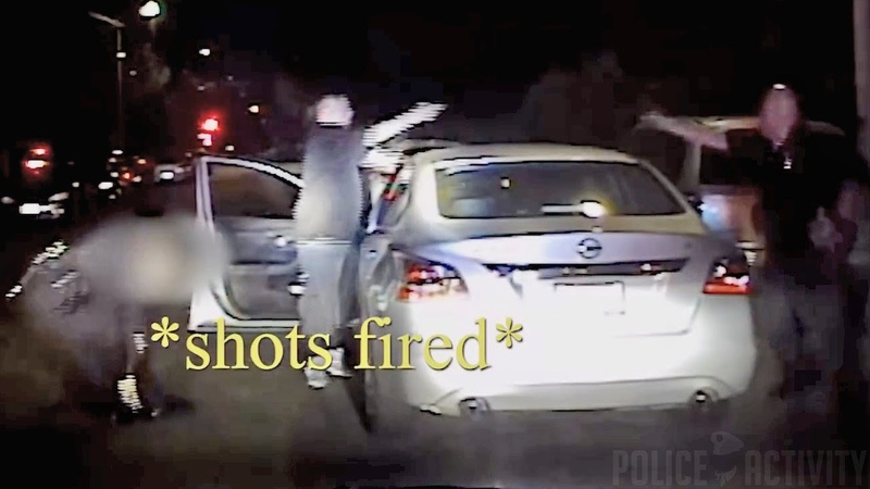 Dashcam Bodycam Footage of Police Shootout With Gang