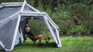RAIN and STORM Camping in a crazy Tent  SOLO Relaxing next to a Creek, ASMR