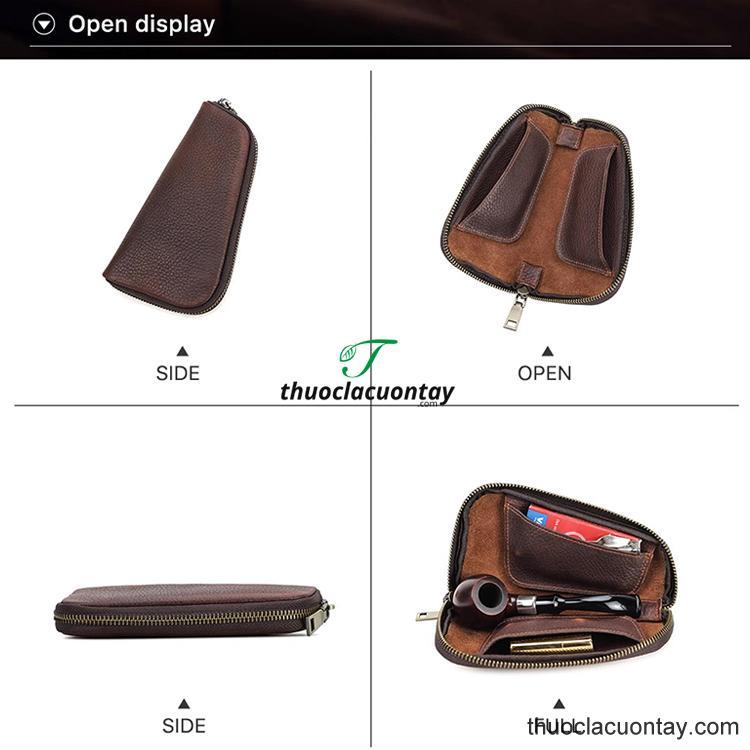 Bao da ngựa điên Contacts Family – da thật Crazy Horse đựng 1 tẩu và phụ kiện